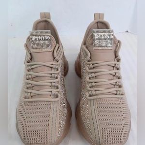 Steve Madden Maxima Beige Sparkly Athletic Sneakers Women Shoe Size 6 US
